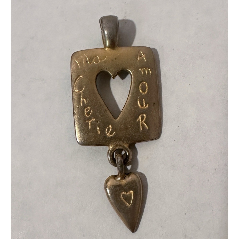 Vintage Heart Pendant – Mixed Metal –‎ Engraved "Ma Amour Chérie"